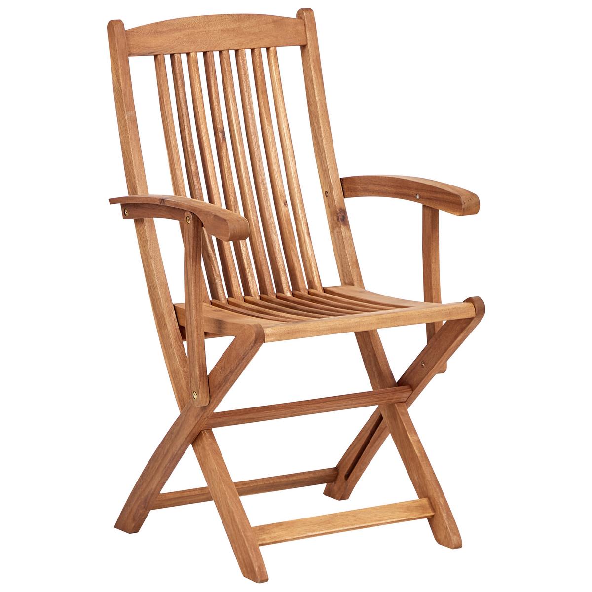 GARTENSTUHL 2er-Set Hellbeige Maui Premium - Beige/Braun, Holz (46/92/48cm) - Beliani