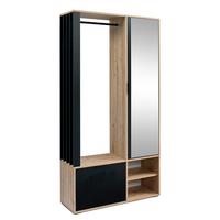 GARDEROBENSCHRANK Milanoir Eiche Artisan Schwarz 100/189,4/33 cm - Modern mit Spiegel - Hellbraun/Schwarz, Holzwerkstoff/Kunststoff (100/189.4/33cm) - AX Living