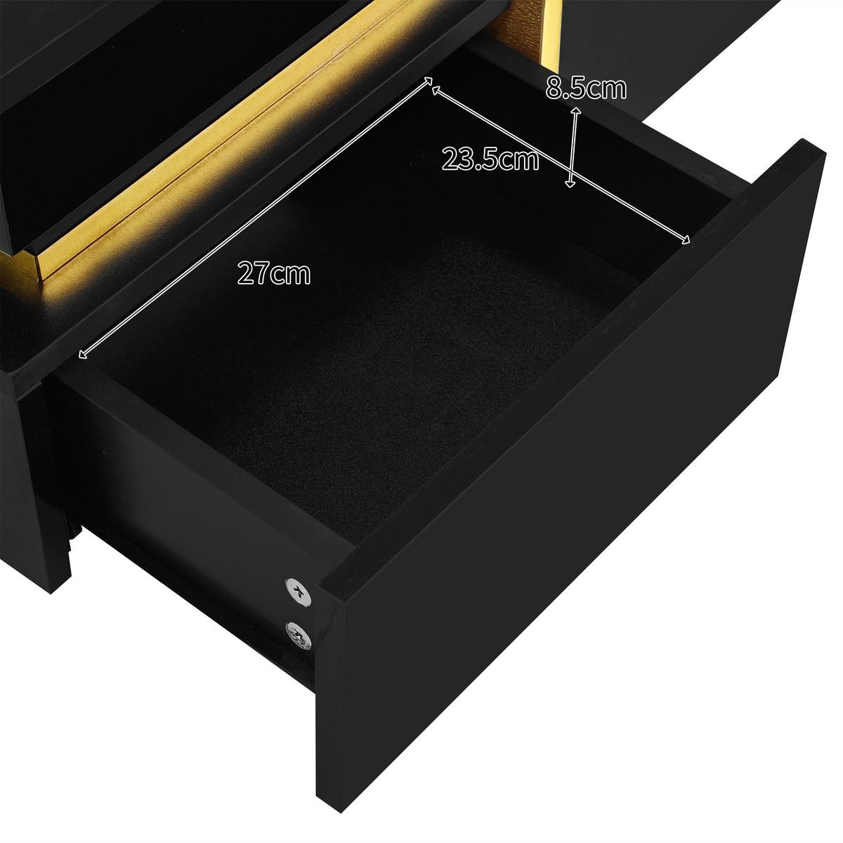 COUCHTISCH mit goldenen akzenten, 2 schubladen & kompaktes design - Schwarz, Holzwerkstoff (70/70/35.5cm) - Urban Meuble