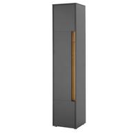 BAD-HOCHSCHRANK grau matt, Wotan Eiche, Badschrank 34 x 200 cm - Eiche Wotan/Schwarz, Holzwerkstoff/Kunststoff (34/199/34cm) - Furn.Design