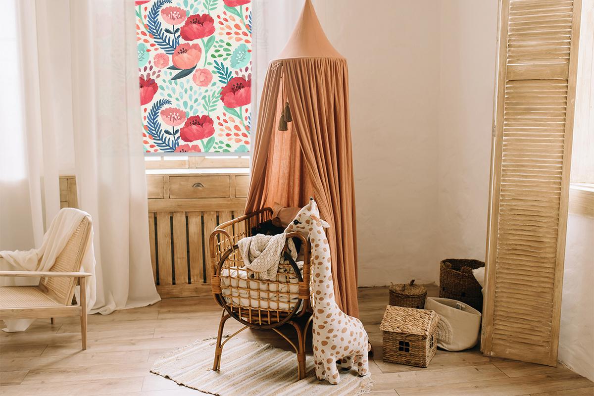 INNENROLLO - Fensterrollo - Rollo - 120x140 cm - Mohn - Rot, Kunststoff (120/140/0.5cm) - TULUP