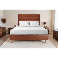 KOPFTEIL gepolstert - Gesteppt – Terrakotta-Bouclé-Stoff - 180 cm - Beige/Terracotta, Karton/Holz (180/120/10cm) - Sommeil de Plomb