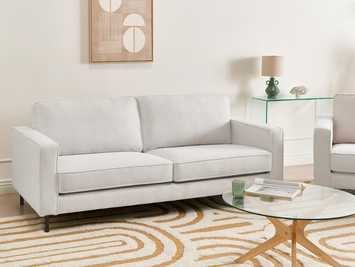 3-SITZER-SOFA Stoff Cremeweiß Savalen - Creme, Textil (204/87/91cm) - Beliani