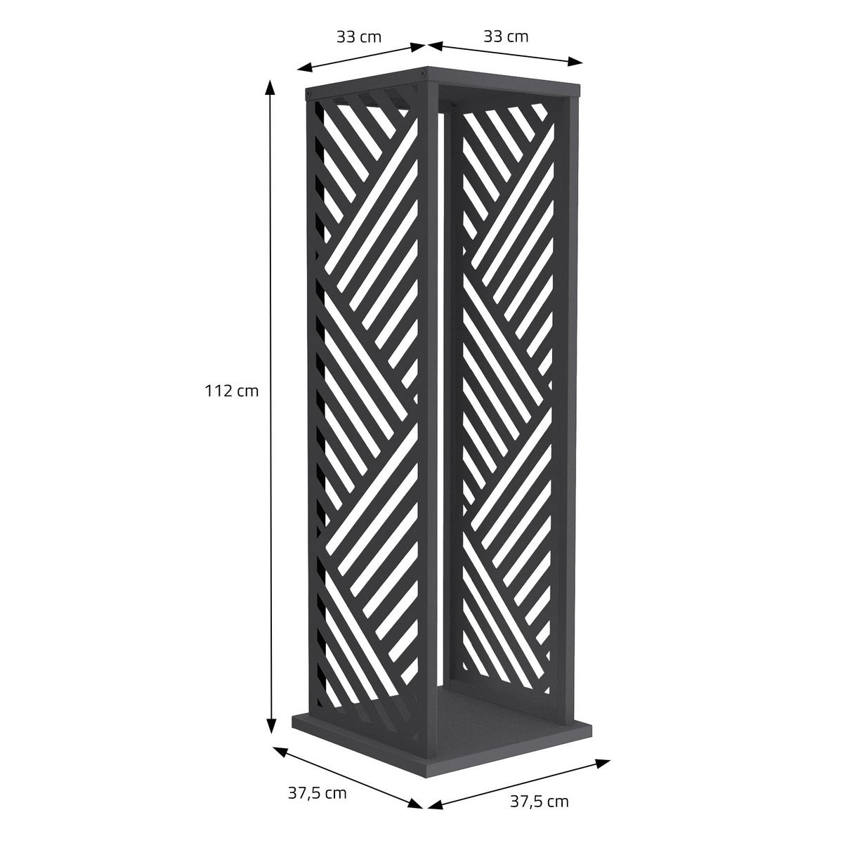 KAMINHOLZREGAL Innen Außen Brennholzregal 37,5x37,5x112 cm Stahl Verzinkt Anthrazit Streifen-Motiv - Anthrazit, Metall (37.5/112/37.5cm) - ML-DESIGN