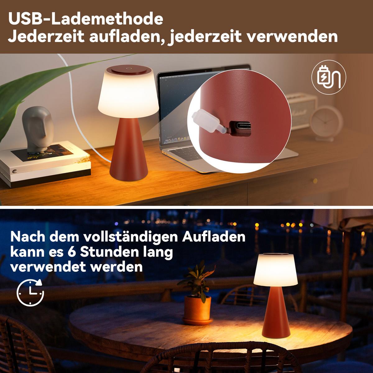 LED TISCHLEUCHTE Nathaniel - Rot, Kunststoff (13/13/26cm) - Nettlife
