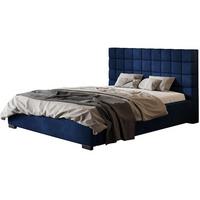 POLSTERBETT Porto mit Kopfteil, 140x200 cm, Doppelbett mit Bettkasten und Lattenrost aus Holz, Velourstoff Dunkelblau - Dunkelblau, Holz/Textil (140/200cm) - Alpi-Möbel