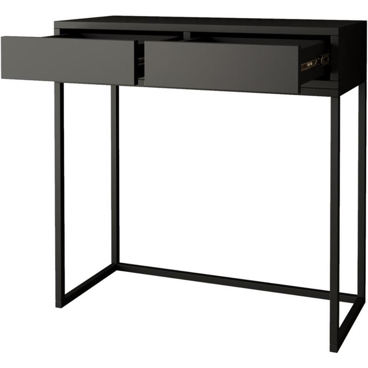 KONSOLENTISCH Lango 80/85/35 schwarz mit schwarzen Matellbeinen - Schwarz, Holzwerkstoff/Metall (35/80/85cm) - Beautysofa