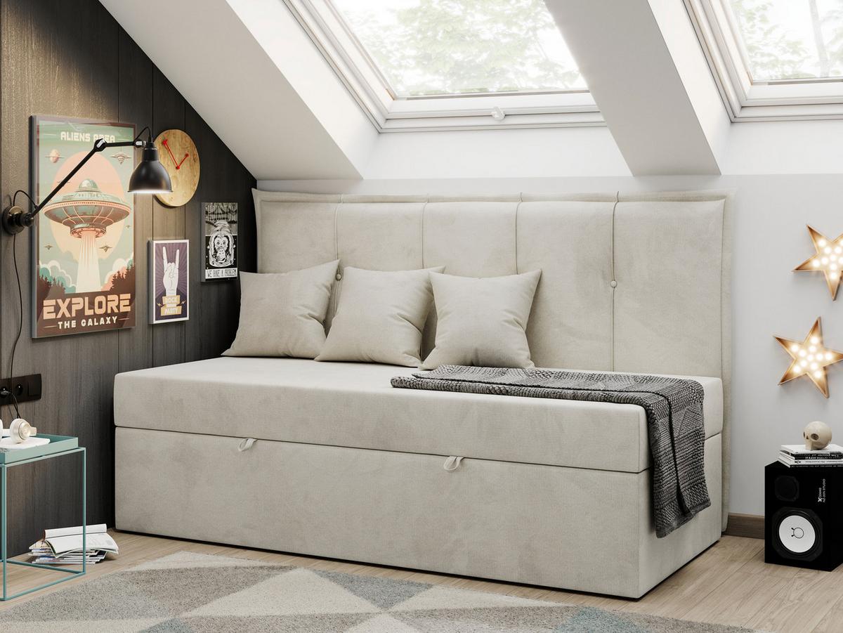 BOXBETT BANCO 90/200 Beige Velvet hydrophob - H3 - Beige, Holz/Textil (90/200cm) - MKS