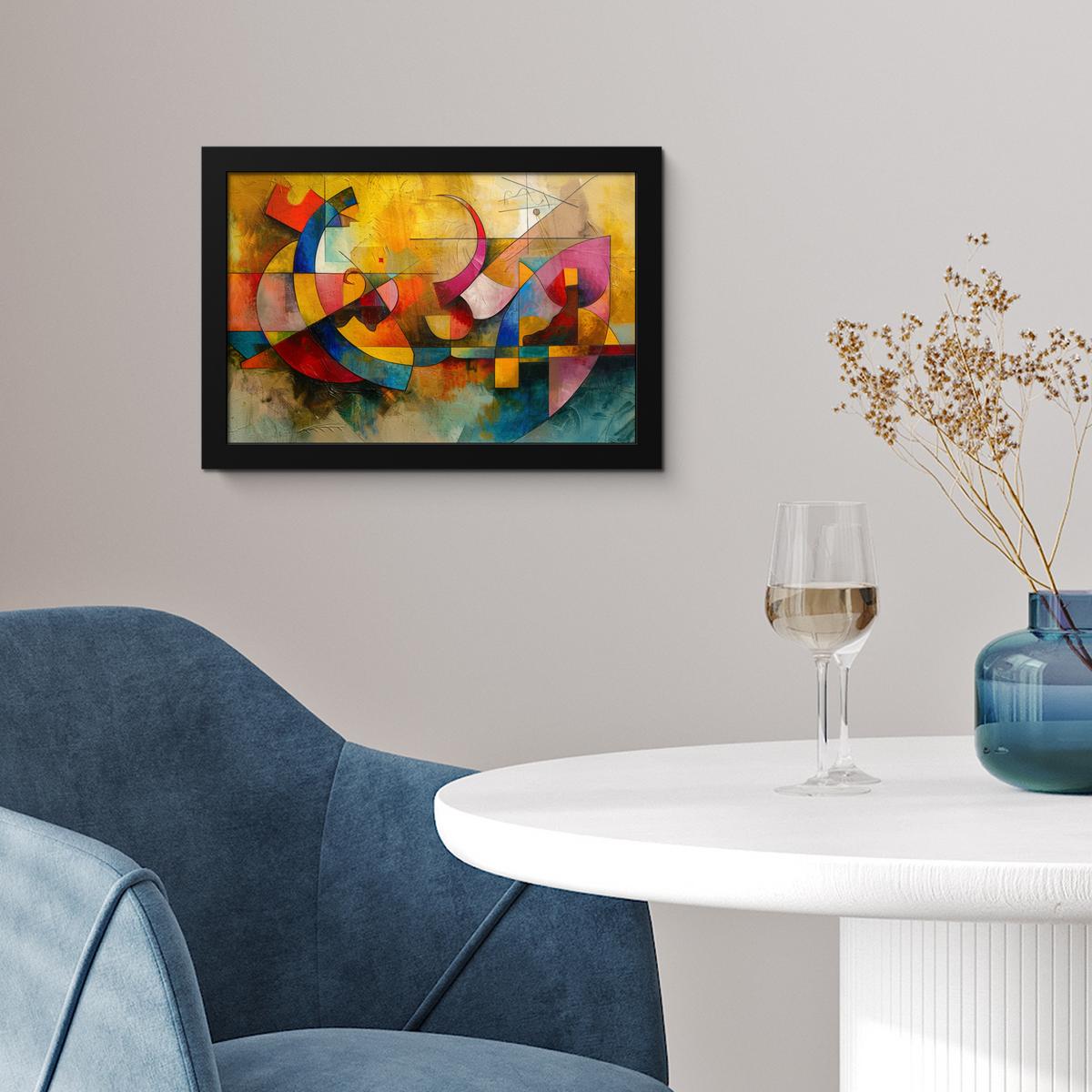 POSTER MIT RAHMENGERAHMTES BILD Kunst - Abstrakt - Modern 30x20 cm - Gelb, Papier (30/20cm) - MuchoWow