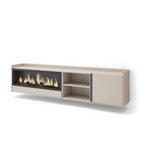 LOWBOARD, Beige, 212/35/50cm, Kamin mit Feuereffekt XXL - Beige, Holzwerkstoff (212/50/35cm) - Skraut Home