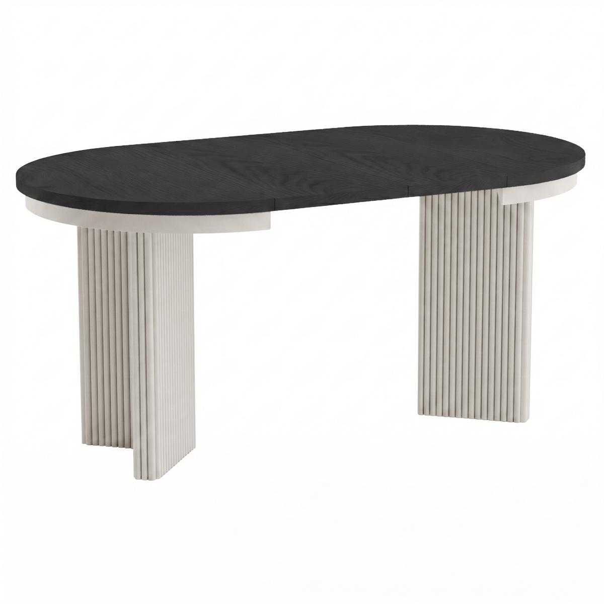 ESSTISCH Prestige runder Design-Tisch, ausziehbar Ø 100–180 cm, Schwarz+Kaschmir - Kaschmir/Schwarz, Metall (100/100/77cm) - Beautysofa