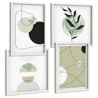 BILDER SET 4er Set - 50x50 cm & 40x60 cm Weißer Rahmen - Abstrakte Formen und Farben - Weiß, Kunststoff (50/50cm) - TULUP