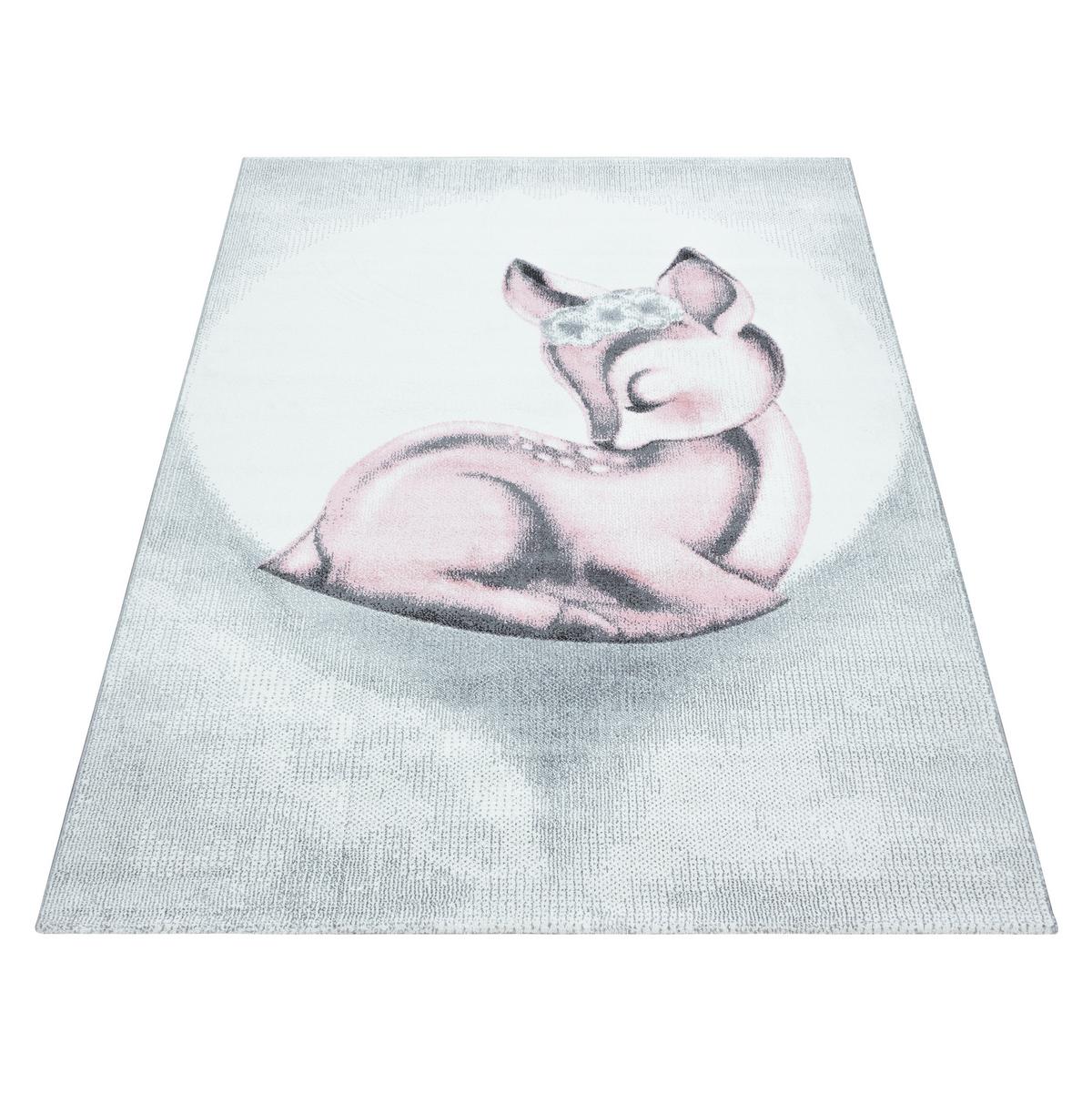 SPIELTEPPICH COGNE in Rosa, mit Reh-Motiv, 200 x 290 cm - Rosa, Textil (290/200cm) - KADIMA DESIGN