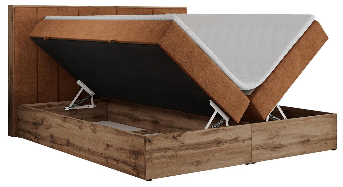 BOXBETT BELLISSIMO 140/200 Orange Struktur - H4 - Orange, Holz/Textil (140/200cm) - MKS
