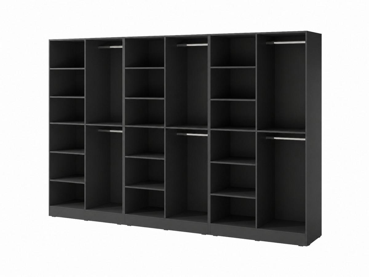 DREHTÜRENSCHRANK ATELIO 303/200/51 cm Modern Kleiderschrank 6-türig Schwarz - Schwarz, Holzwerkstoff (303/200/51cm) - MASSENO