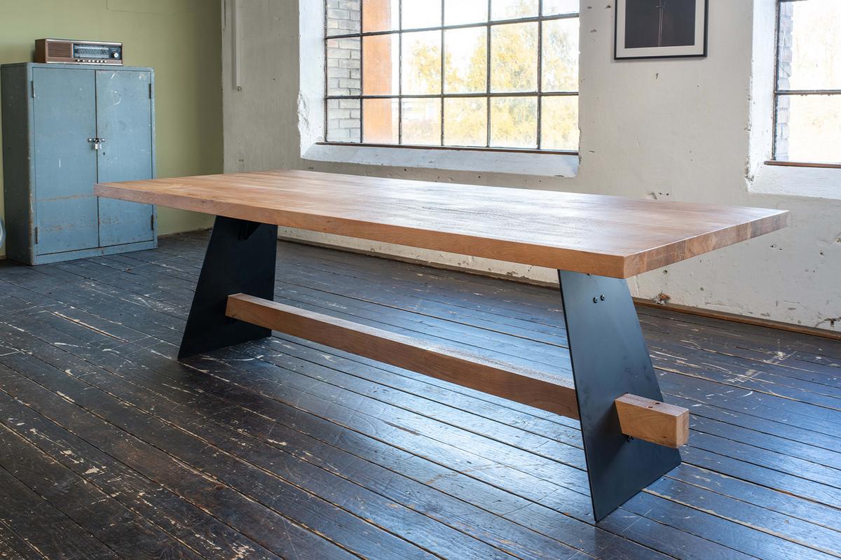 ESSTISCH MIT GERADER KANTE ARBORIO Braun Akazie - Schwarz/Braun, Holz/Metall (100/260/78cm) - KAWOLA