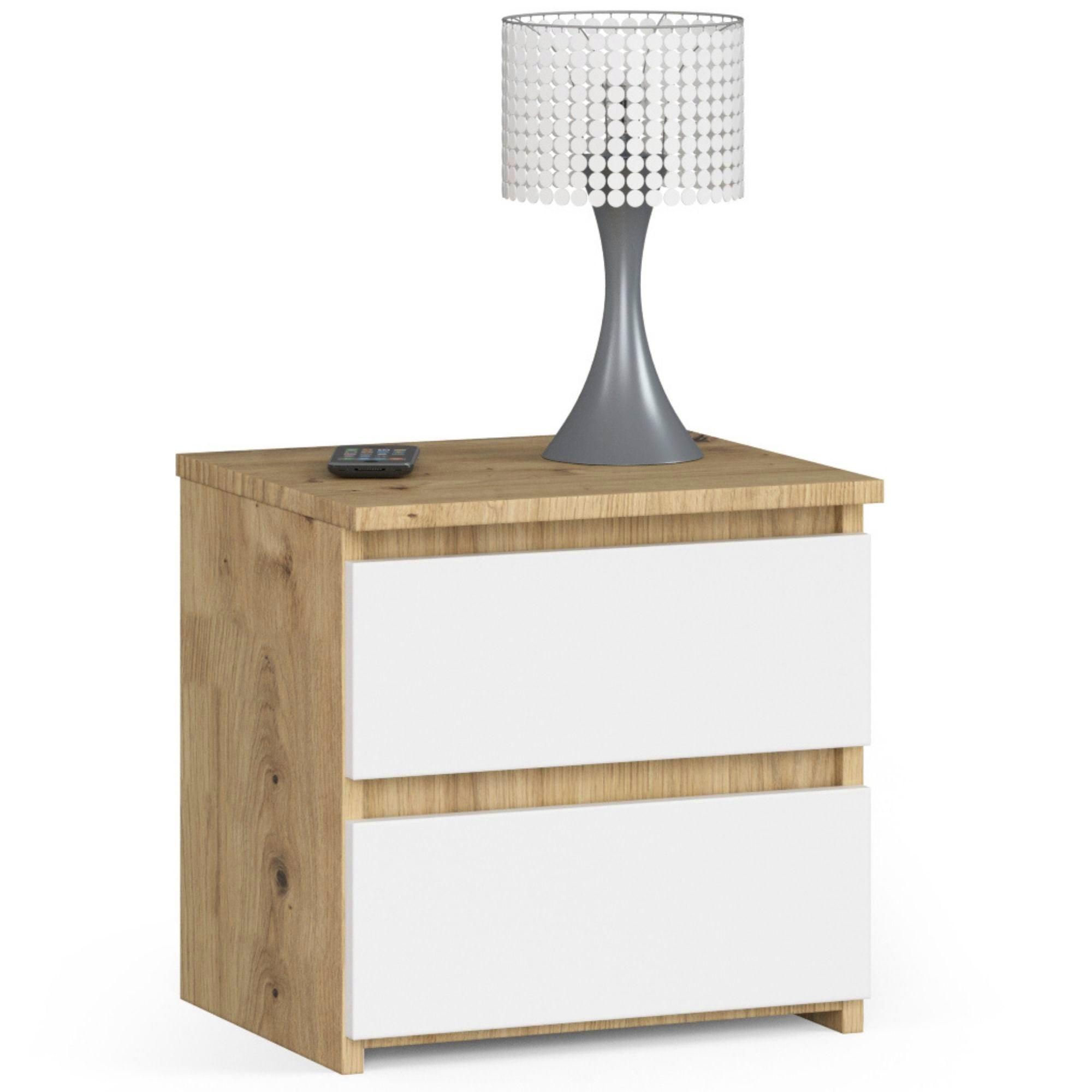 NACHTTISCH Eiche Artisan, Weiß 40/40/35 - Eiche Artisan/Weiß, Holzwerkstoff (40/40/35cm) - RAUMHIRSCH FURNITURE