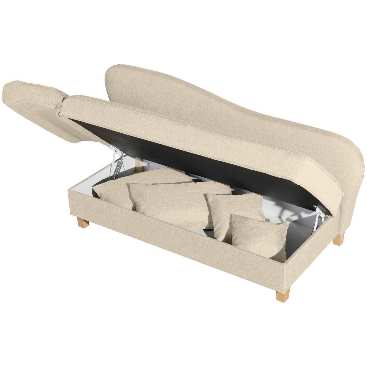 RECAMIERE mit Armteil links klappbar Katia Bezug Flachgewebe Buche natur / beige - Beige, Kunststoff (190/82/88cm) - 58aufmkessel