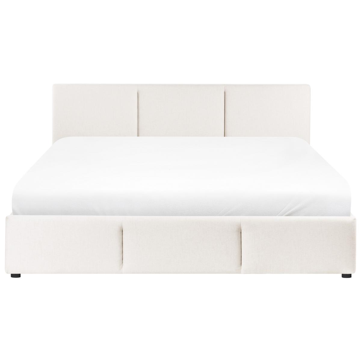 BETT mit Stauraum 160/200 cm Stoff Cremeweiß Bousse - Creme, Textil (160/200cm) - Beliani