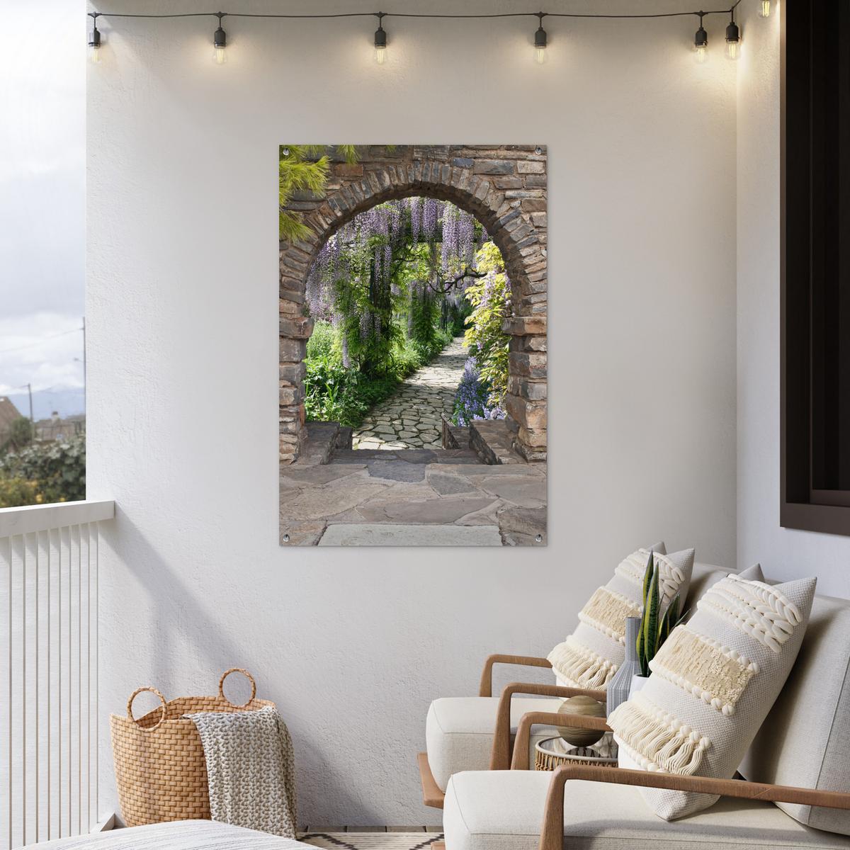 GARTENPOSTER Wald - Aussicht - Steine - Weg Outdoor Bilder 80x120 cm - Graubraun, Kunststoff (80/120/0.2cm) - OnlyWow