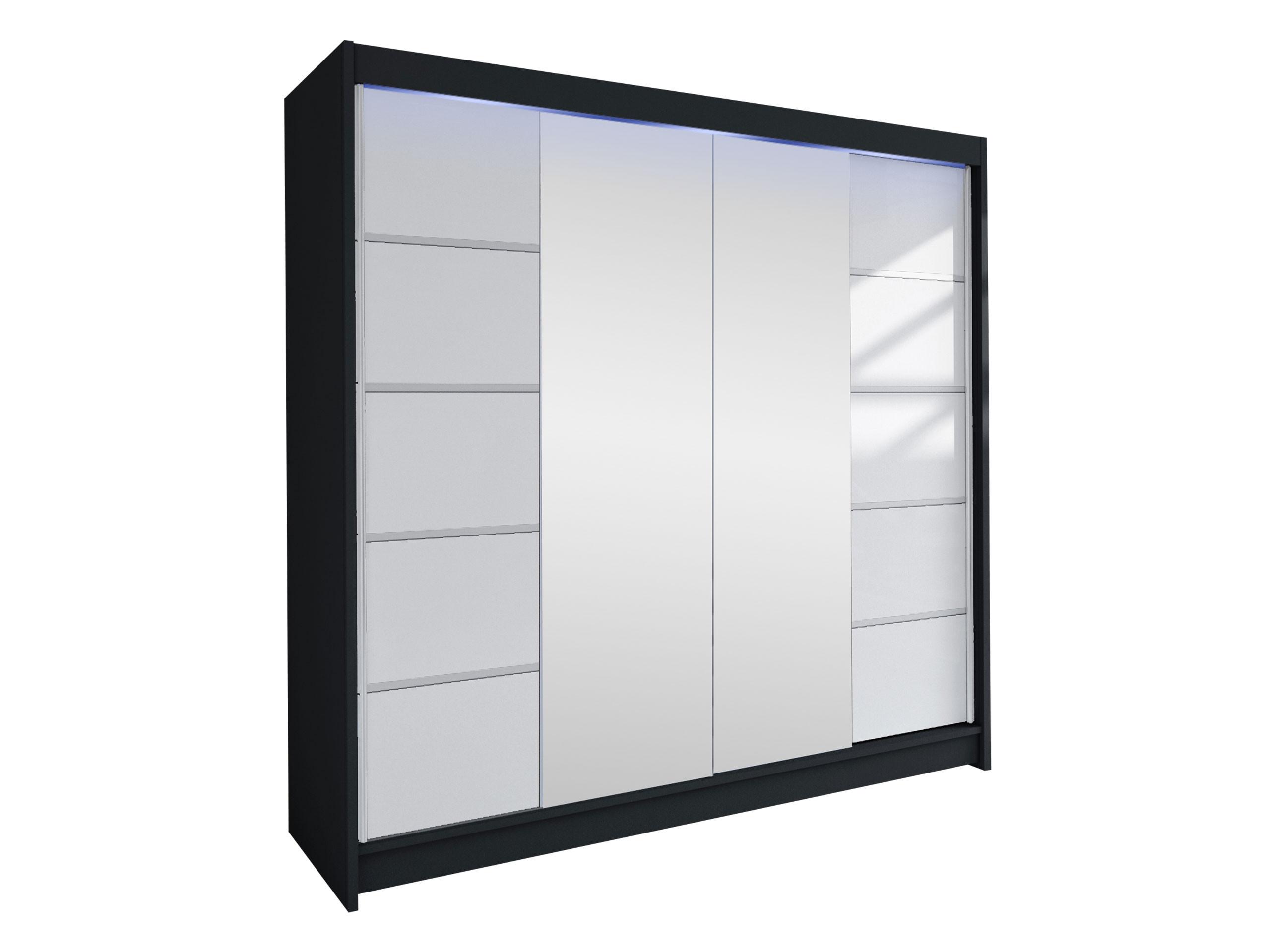 SCHWEBETÜRENSCHRANK Talin V, mit RGB LED Beleuchtung - Klar/Silberfarben, Holzwerkstoff/Metall (180/215/58cm) - MIRJAN24