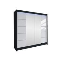 SCHWEBETÜRENSCHRANK Talin V, mit RGB LED Beleuchtung - Klar/Silberfarben, Holzwerkstoff/Metall (180/215/58cm) - MIRJAN24