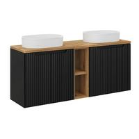 DOPPELWASCHTISCH 140.4cm Riva Schwarz und Holz - Schwarz, Holzwerkstoff (140.4/59.5/40cm) - Petits-meubles