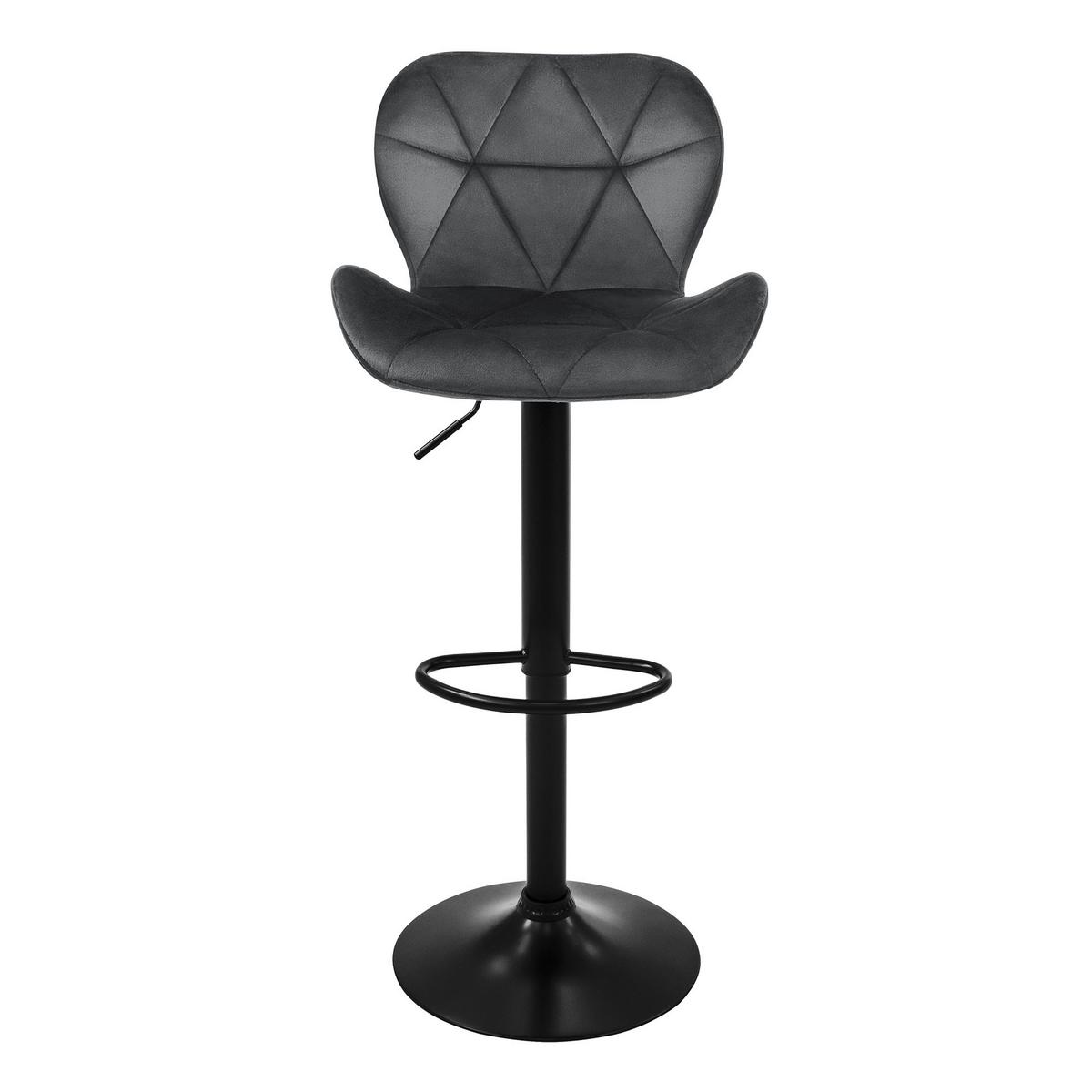 BARHOCKER 4er Set Samt grau - Schwarz/Grau, Textil/Metall (41/110/47cm) - ML-DESIGN