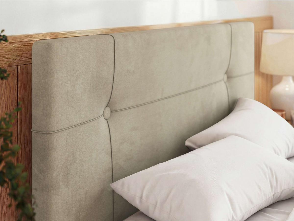 POLSTERBETT CALERIO CLASSIC 160/200 - Beige Velvet - Matratze Pocket - Beige/Schwarz, Kunststoff/Textil (160/200cm) - MKS