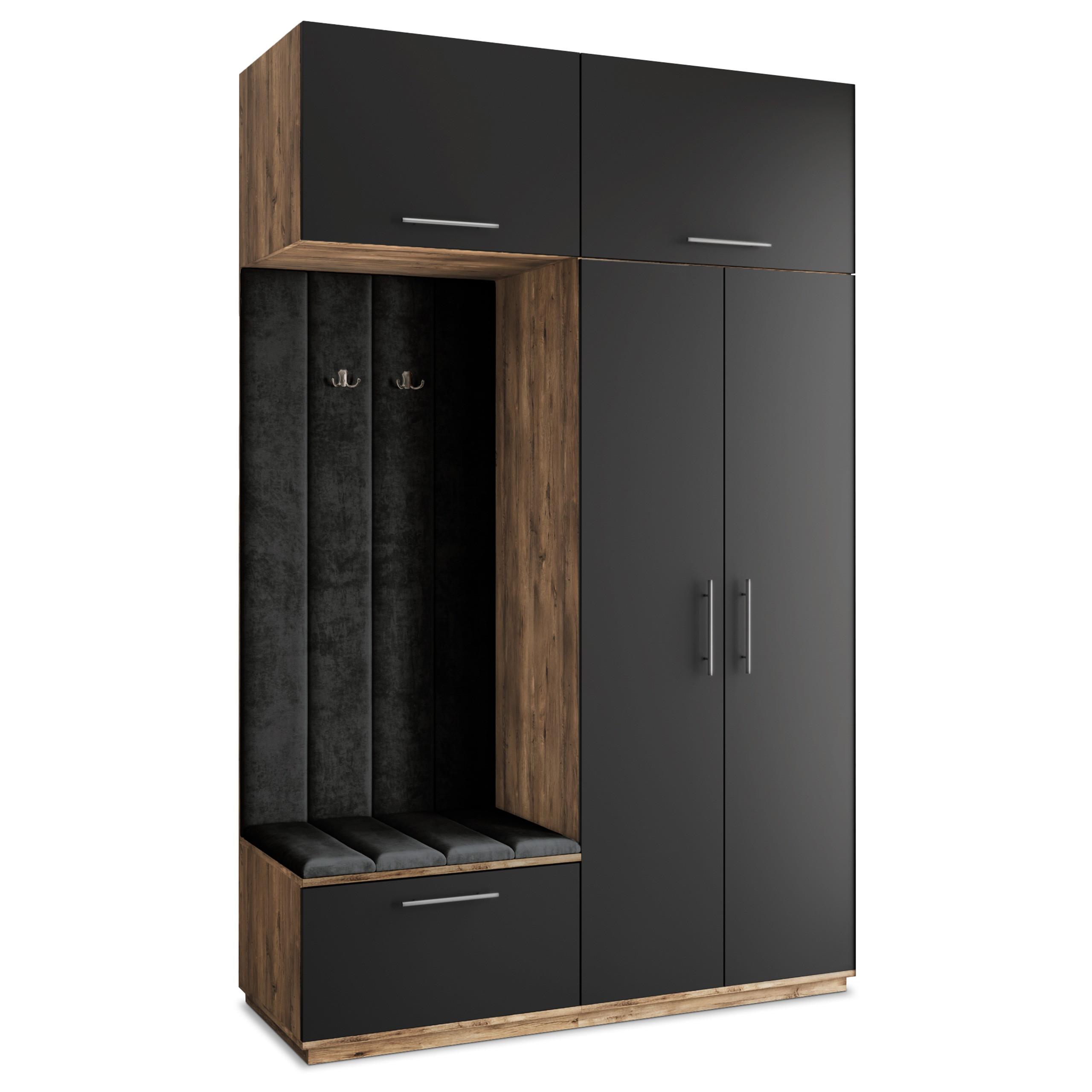 GARDEROBENSCHRANK REMA 150/240/60 cm Modern Eichefarben - Eichefarben/Schwarz, Holzwerkstoff (150/240/60cm) - MASSENO
