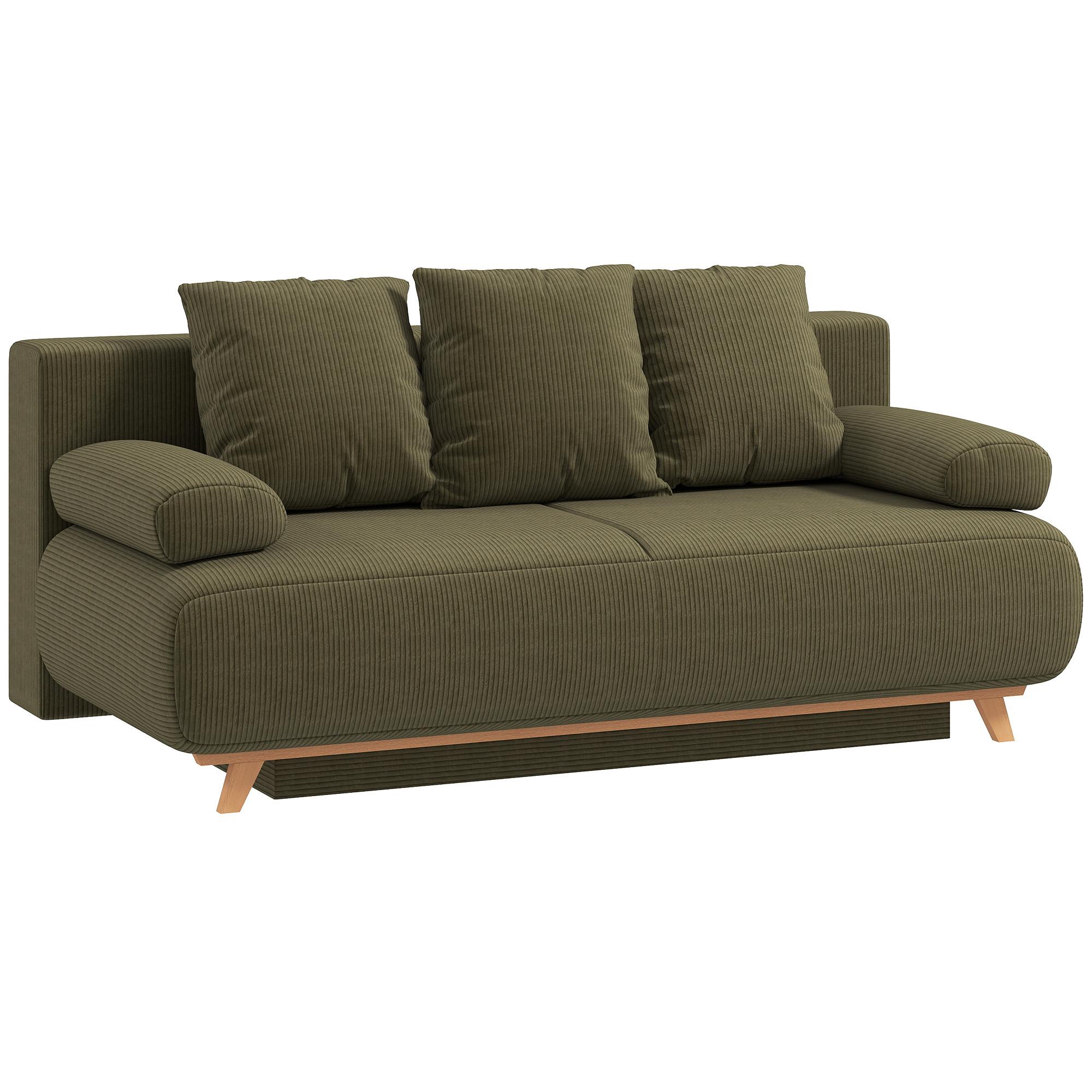 SCHLAFSOFA Cord Dunkelgrün - Dunkelgrün, Kunststoff/Textil (100/84/188cm) - HOMCOM