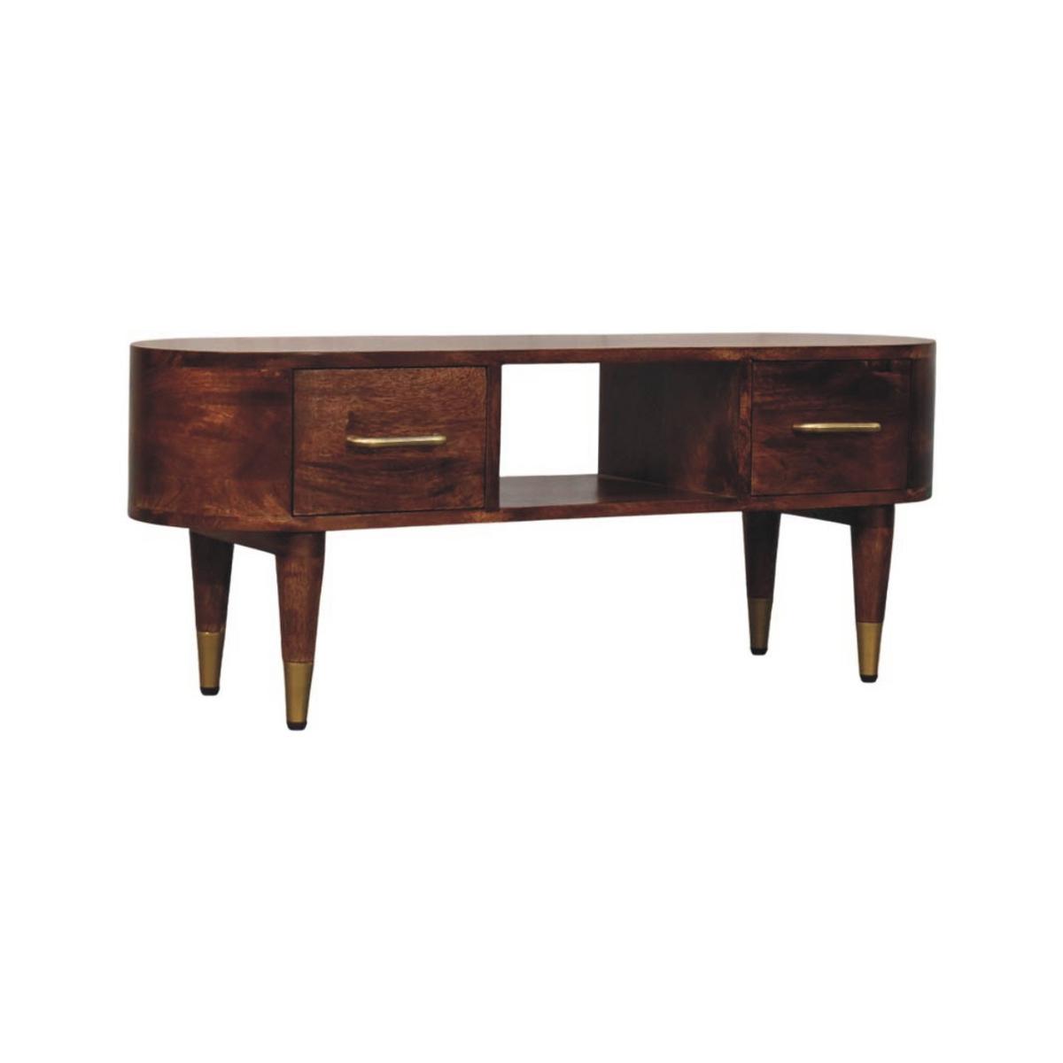 MEDIENKONSOLE mit Wine-Wood-Oak-Finish, 2 Schubladen, 1 offene Ablage, dunkelbraun - Dunkelbraun, Holz (100/40/30cm) - Artisan Furniture