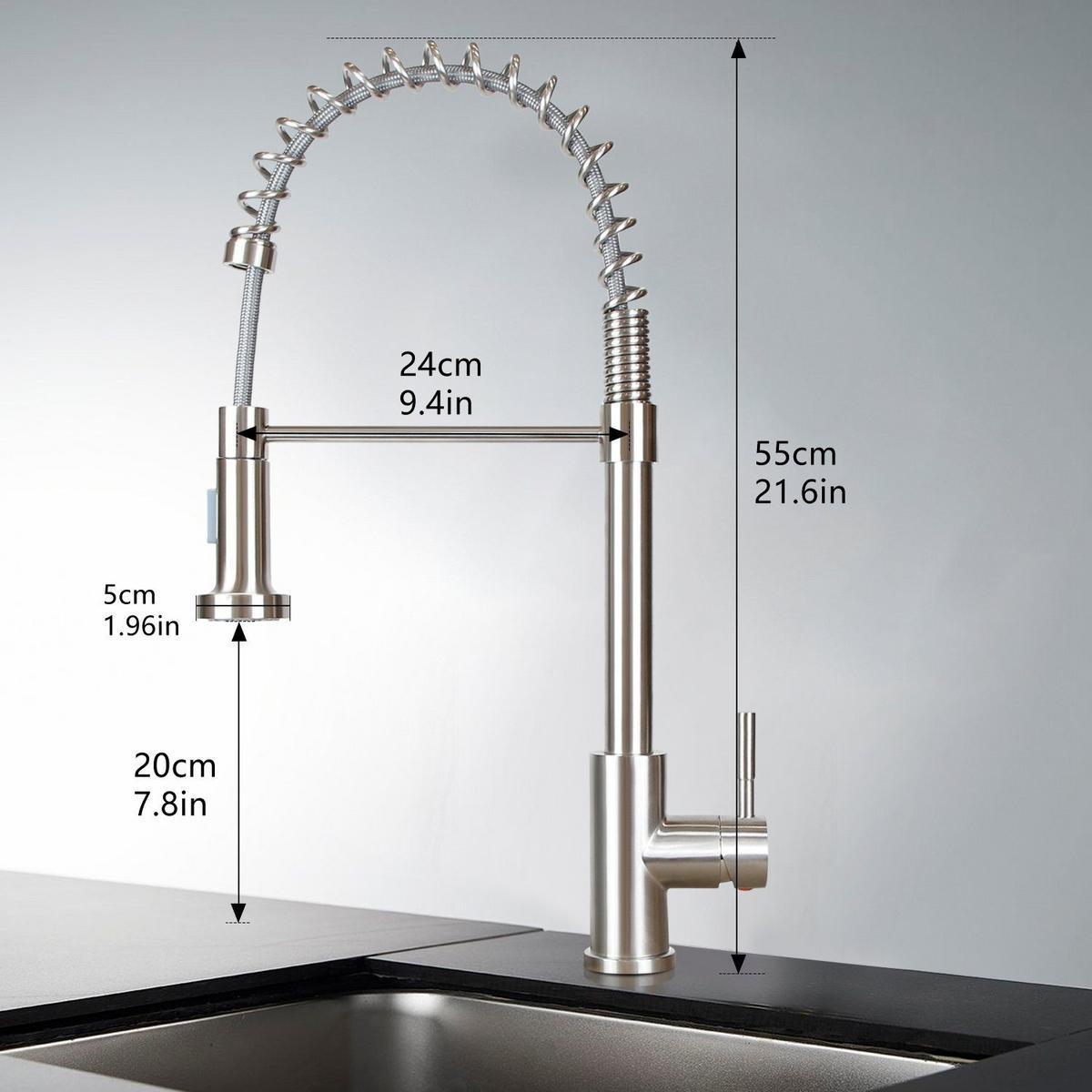 KÜCHENARMATUR Tauvin 5/55/25 cm - Silberfarben, Metall (5/55/25cm) - ZMH
