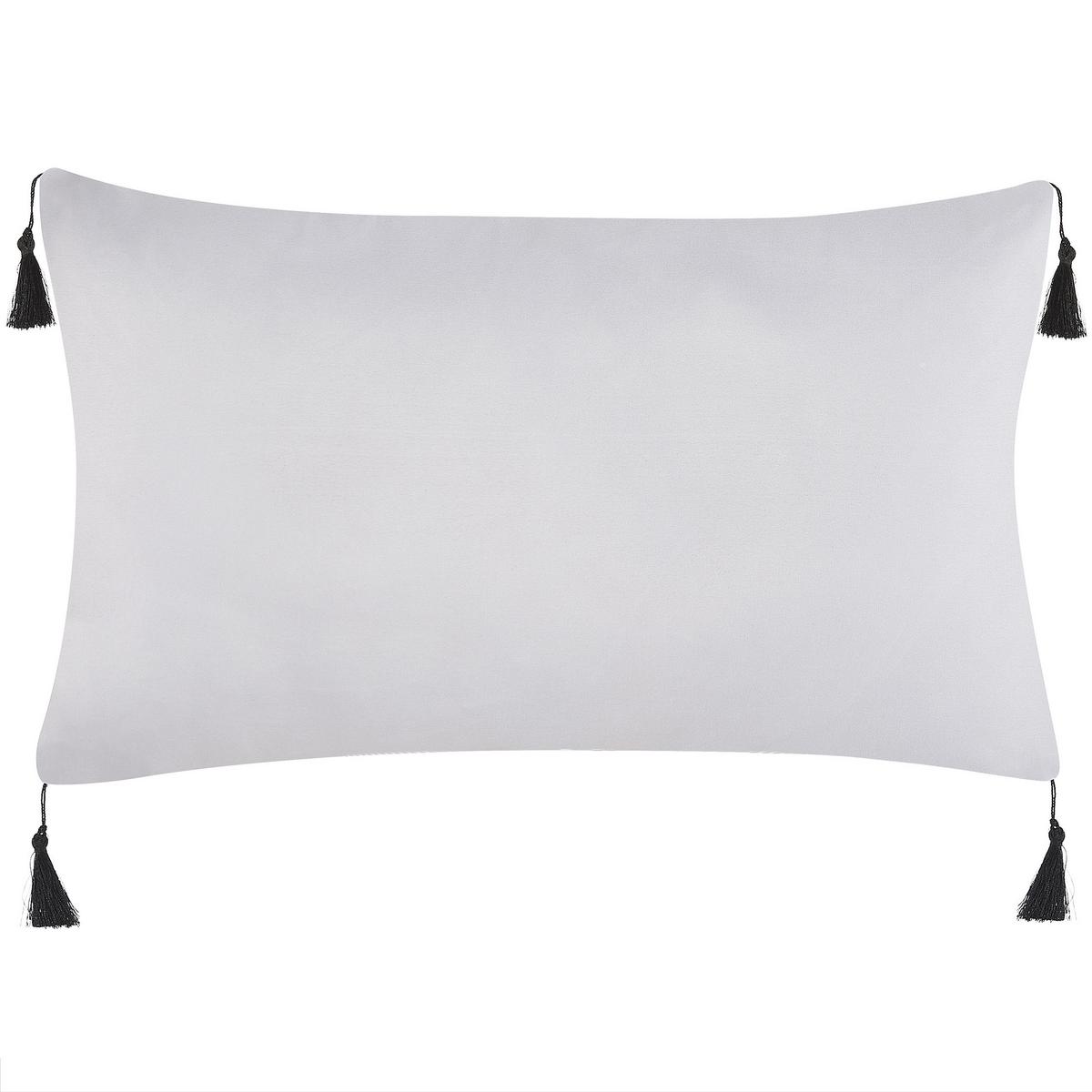 DEKOKISSEN 2er-Set Schwarz-Weiß 30/50 cm Liriope - Schwarz, Textil (30/50cm) - Beliani