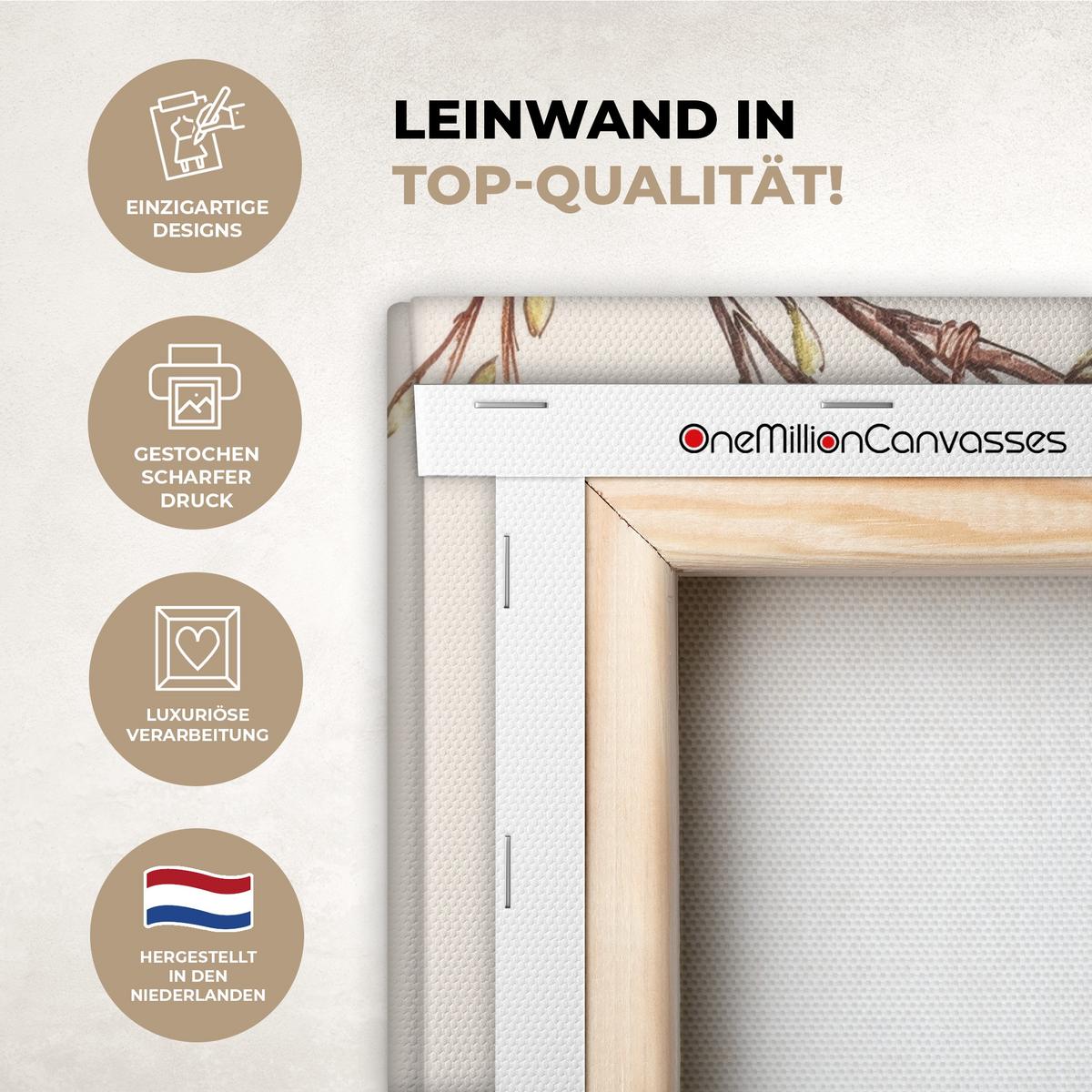 LEINWANDBILD Osterkuchen - Schleife - Eier Wandbild 40x30 cm - Creme, Textil (40/30cm) - MuchoWow