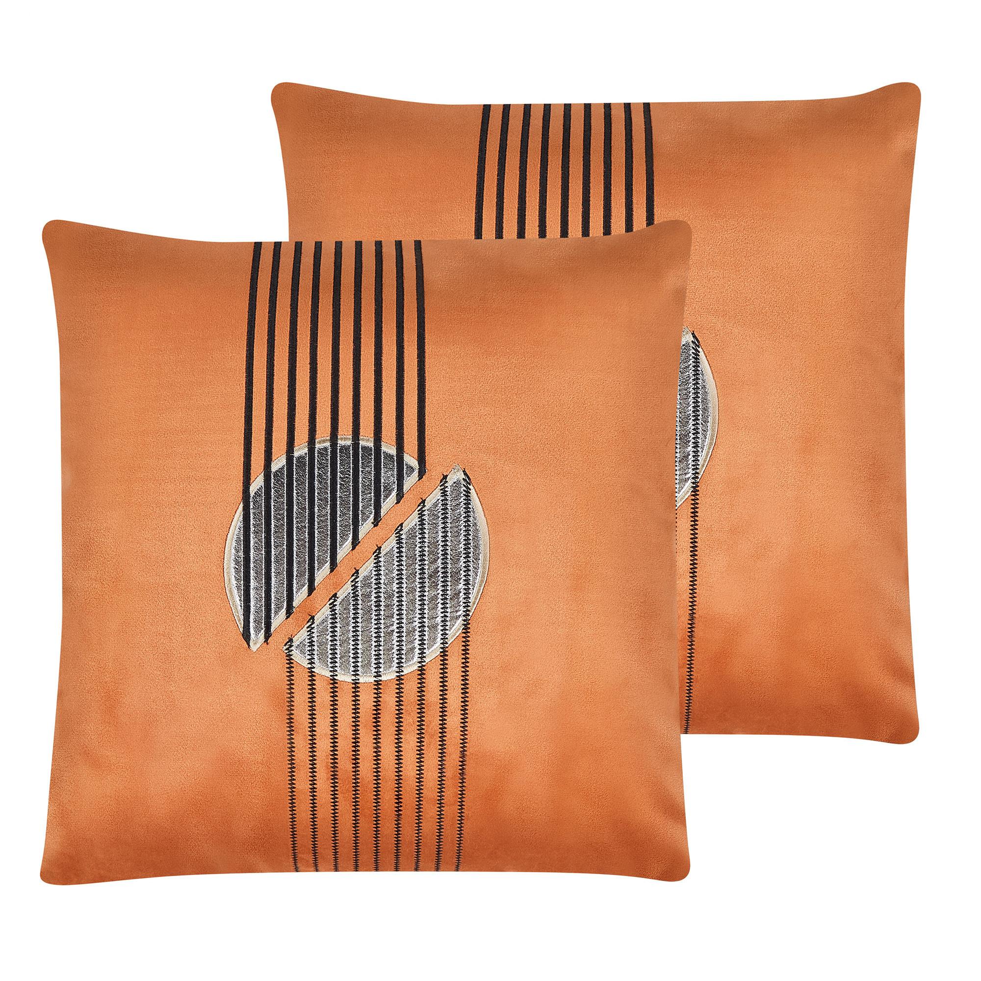 DEKOKISSEN 2er-Set Orange 45/45 cm Ceropegia - Orange, Textil (45/45cm) - Beliani