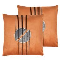 DEKOKISSEN 2er-Set Orange 45/45 cm Ceropegia - Orange, Textil (45/45cm) - Beliani