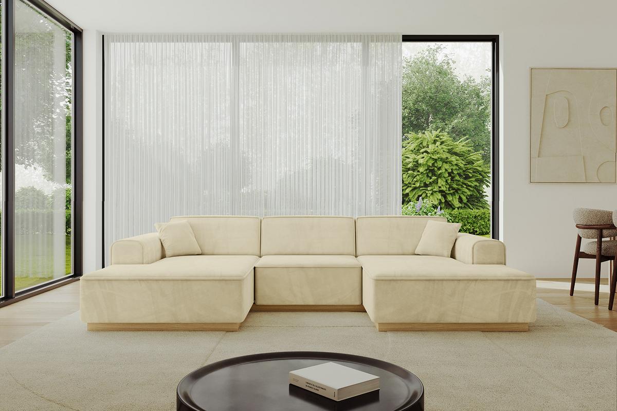 WOHNLANDSCHAFT IREA-U1-v2 - 301x165x80 cm Beige - Taupe, Holzwerkstoff/Textil (301/80/165cm) - ALTDECOR