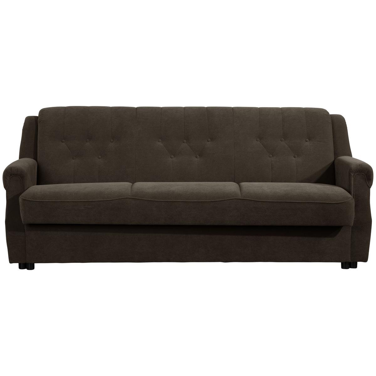 SOFA 3-Sitzer mit Bettfunktion Kaylyn Flockstoff braun - Braun, Kunststoff (83/89/207cm) - 58aufmkessel