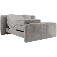 BOXBETT FORTINA 200/200 - Hellgrau Plüsch - H4 - Hellgrau, Holz/Textil (200/200cm) - MKS