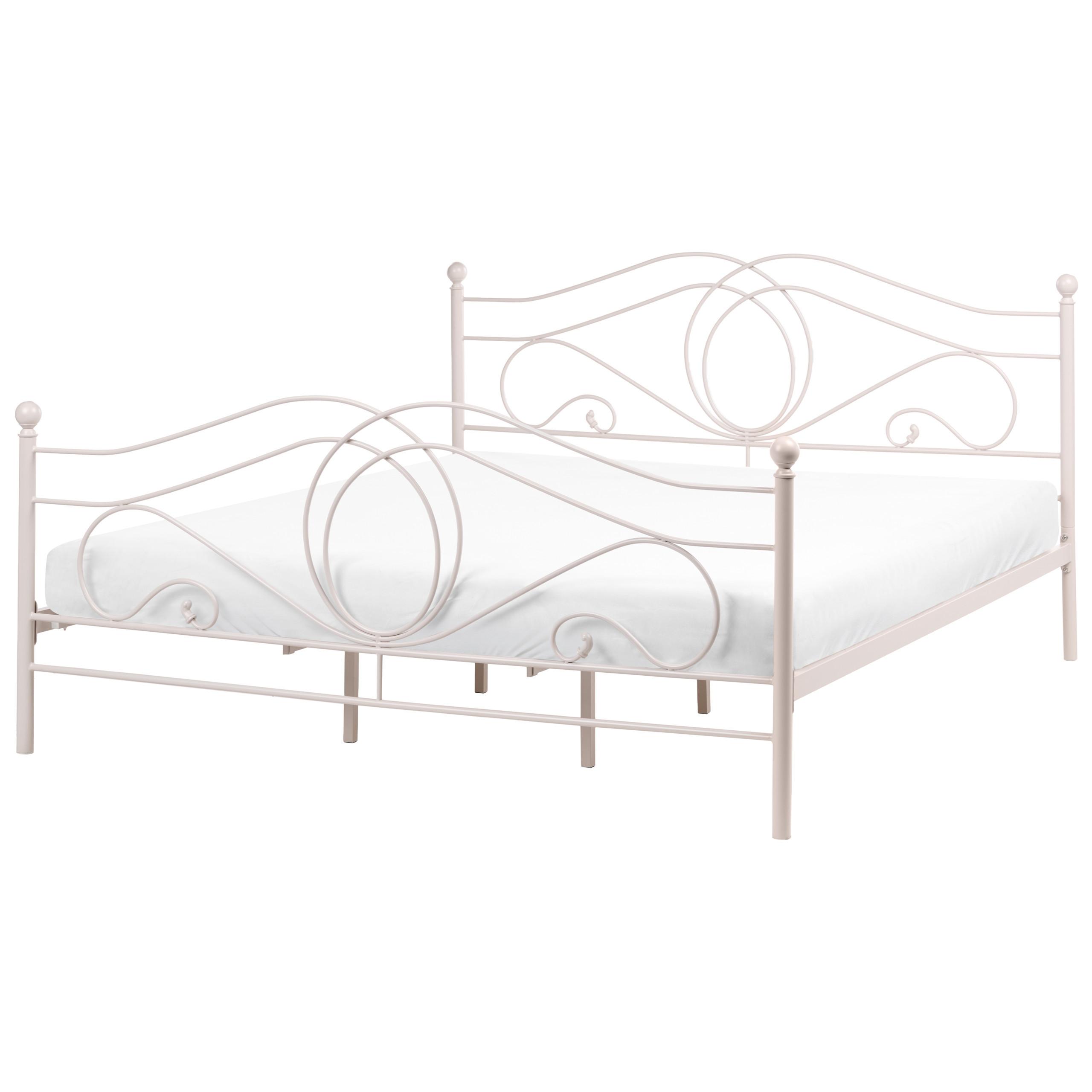 BETT mit Lattenrost 180/200 Stahl Hellbeige Lyra - Beige, Metall (180/200cm) - Beliani