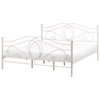 BETT mit Lattenrost 180/200 Stahl Hellbeige Lyra - Beige, Metall (180/200cm) - Beliani