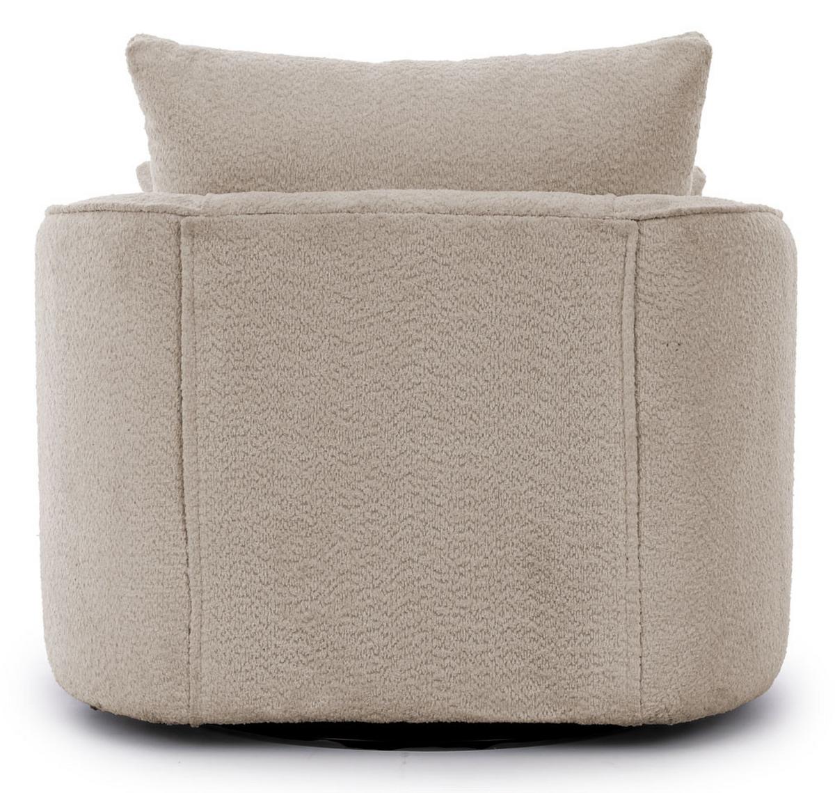 DREHSESSEL Ted aus Beige Boucle-Stoff - Beige/Schwarz, Holz/Textil (107/94/100cm) - S-Style Möbel