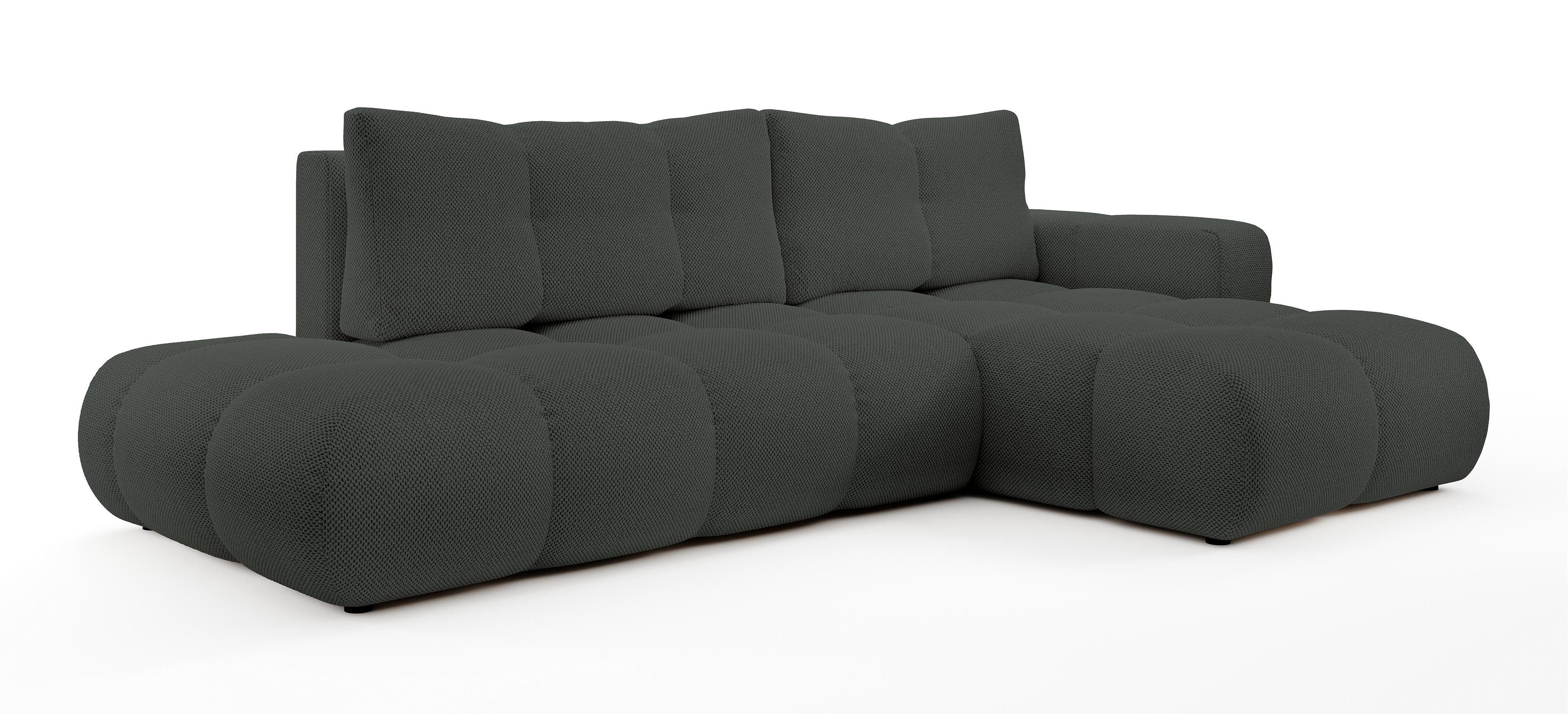 ECKSOFA L Form Hosio Dunkelgrau 286/177/88 cm Rechts mit Schlaffunktion - Dunkelgrau/Schwarz, Kunststoff/Textil (286/177cm) - AX Living