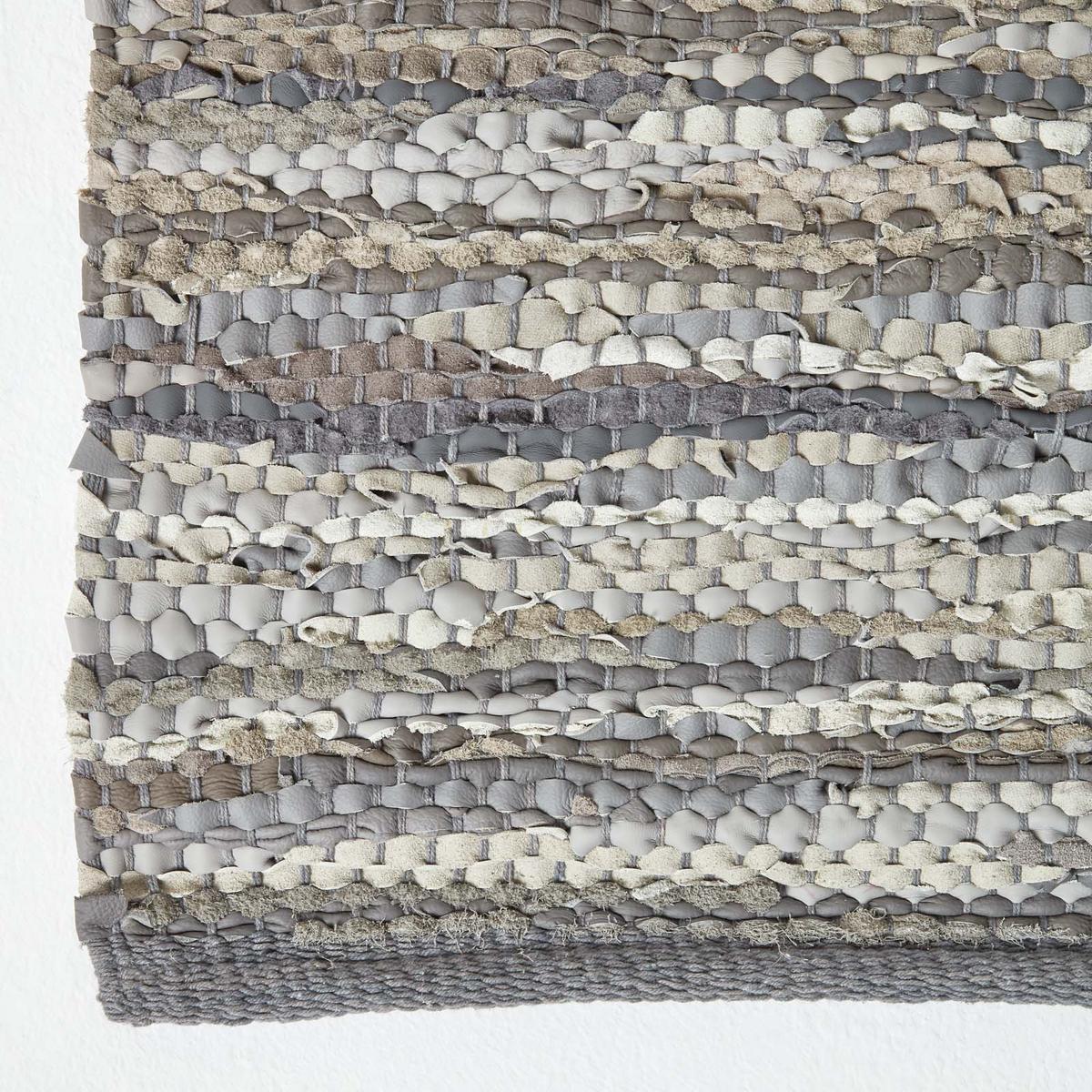 LEDERTEPPICH Denver gewebt 90/150 cm - Grau, Leder (90/150cm) - Homescapes