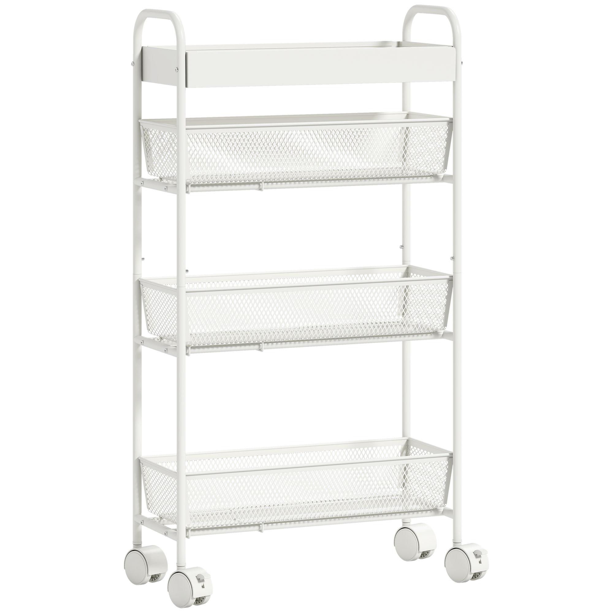 KÜCHENWAGEN Metall Weiß - Weiß, Metall (19/80/43.2cm) - HOMCOM