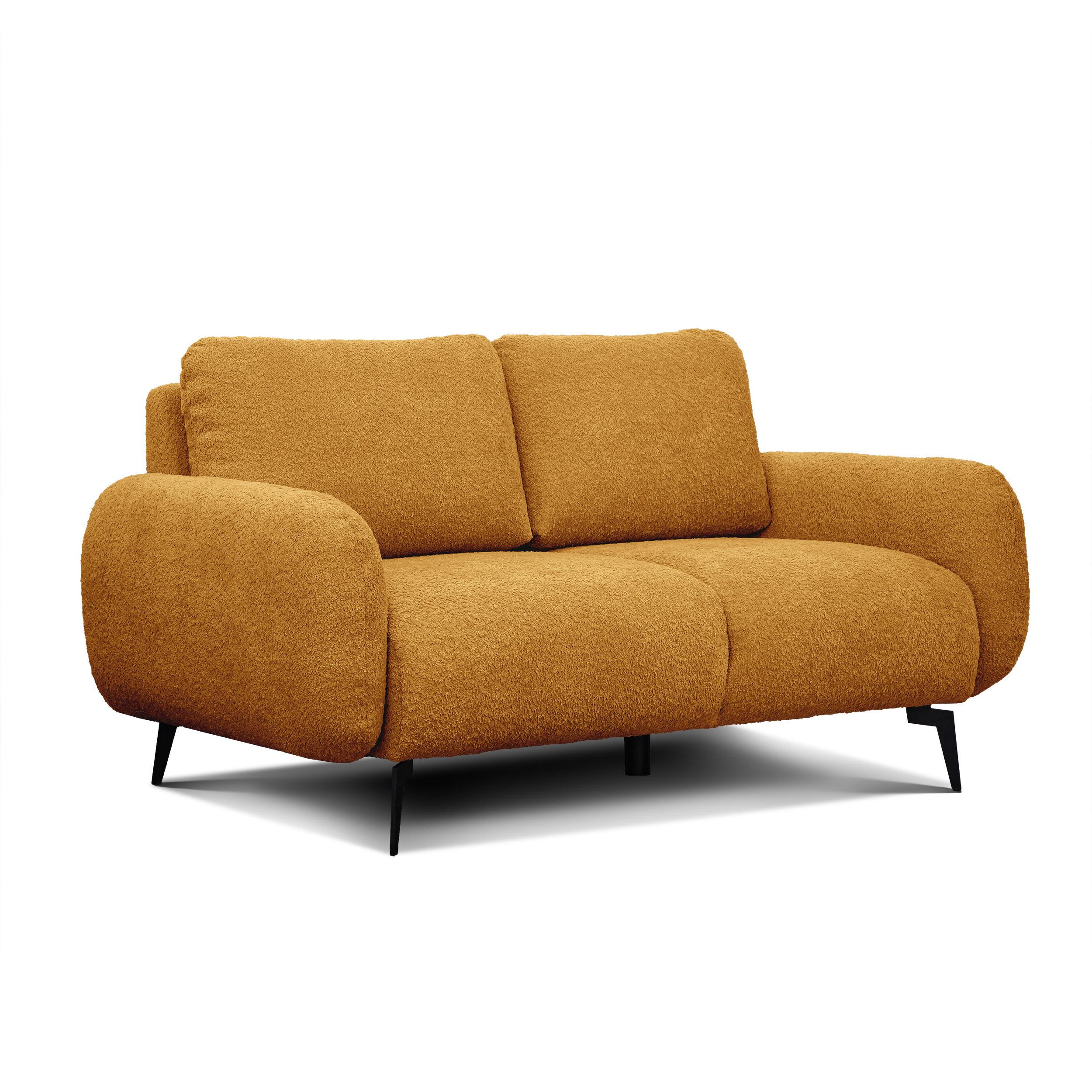 SOFA FEBE 2-Sitzer, senfgelb - Gelb/Schwarz, Holz/Textil (160/82/96cm) - Wozimo