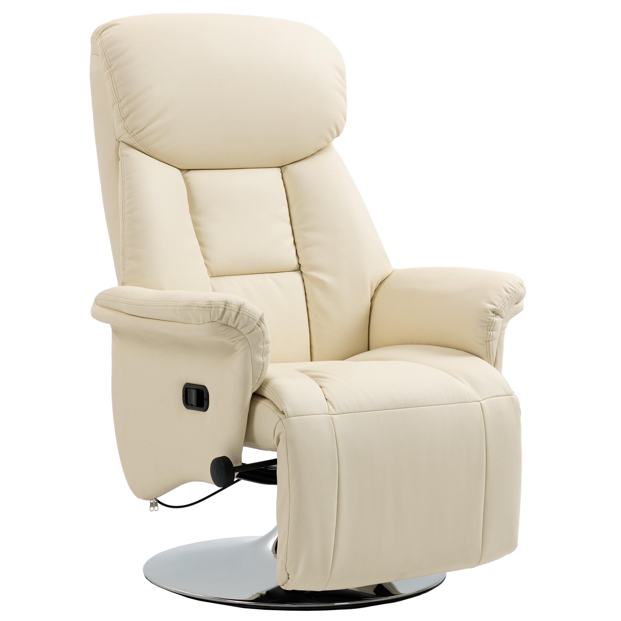 RELAXSESSEL Kunstleder Stahl Cremeweiß - Chromfarben/Creme, Kunststoff/Metall (78/109/80cm) - HOMCOM