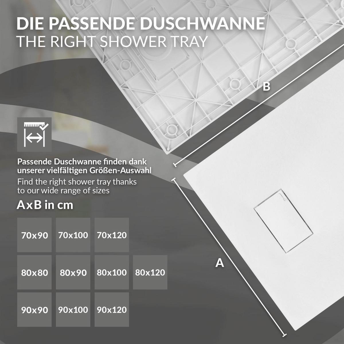 DUSCHWANNE 100x90 cm Weiß mit Ablaufgarnitur aus SMC - Weiß, Kunststoff (90/3/100cm) - LuxeBath