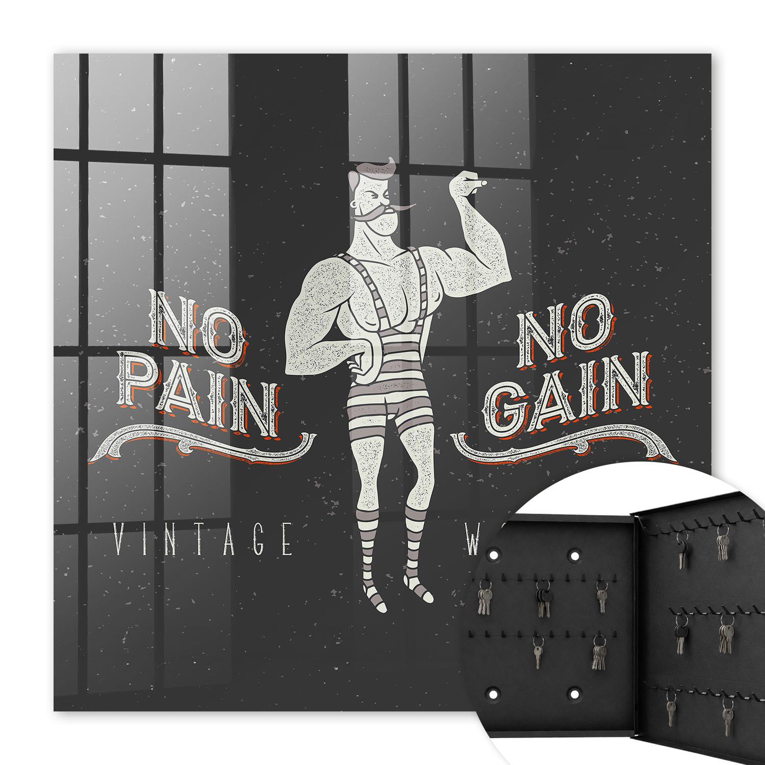 SCHLÜSSELBOX Schwarz 30x30 cm- Türöffnung nach rechts - Retro Strongman - Schwarz, Metall (30/30/5cm) - TULUP